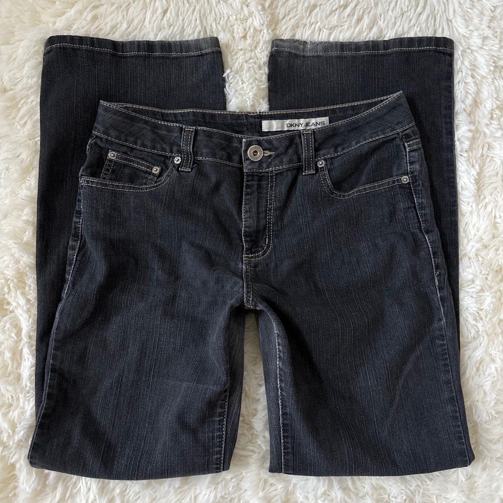 DKNY Jeans Womens 12R Black Dark Wash Bootcut Denim Pants Mid Rise